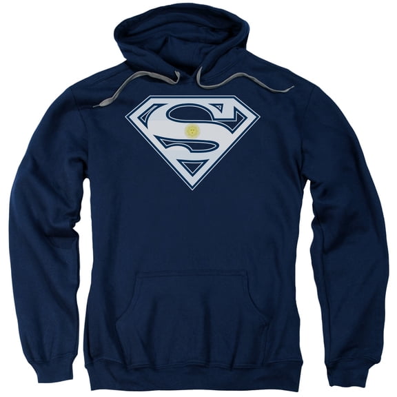 Superman Argentinian Shield Adult Pullover Hoodie Sweatshirt Navy