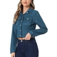 thumbnail image 4 of CHAQUETA MOTERA CORTA DE SUEDE SINTÉTICO CON COLLAR CAÍDO PARA MUJERES INSPIRE CHIC XL AZUL LAGO, 4 of 5