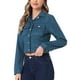 thumbnail image 4 of CHAQUETA MOTERA CORTA DE SUEDE SINTÉTICO CON COLLAR CAÍDO PARA MUJERES INSPIRE CHIC XL AZUL LAGO, 4 of 5