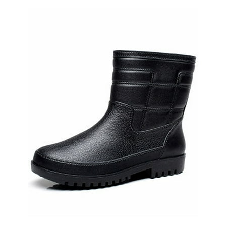 

Rotosw Mens Rain Boots Waterproof Rubber Boot Slip Resistant Garden Shoes Water-Resistant Wide Calf Rainboot Working Casual Black 6