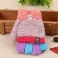 thumbnail image 2 of TAIAOJING Kids Fingerless Gloves Toddler Soft Convertible Flip Top Color Block Gloves Kids Baby Boys Girls Winter Warm Knit Fingerless Mitten, 2 of 6