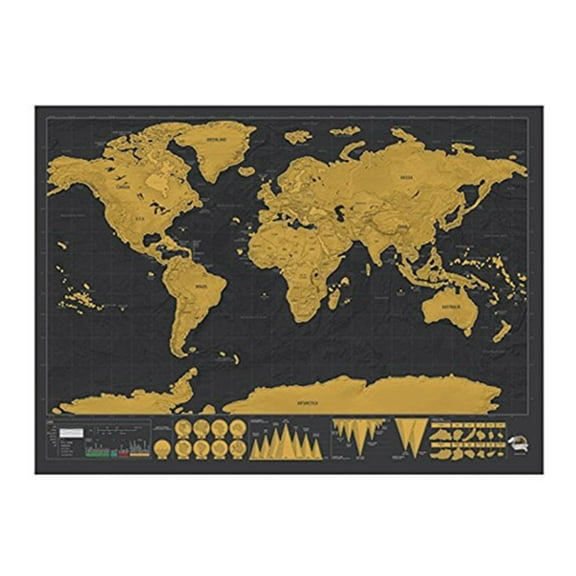 Hxlazmoo Scratch Off World Map - Gold Framed Travel Adventure Map for Tracking Visits, Perfect Gift for Travelers with Detailed Country & Capital Labels