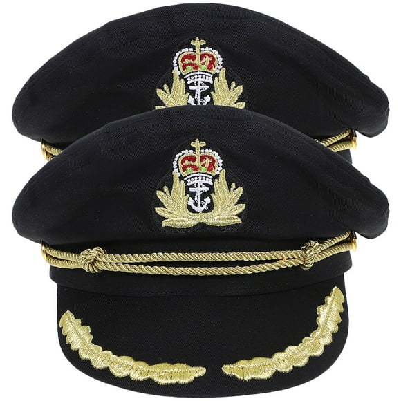 2Pcs Captain Hat Outdoor Hat Sailor Hat Costume Party Hat Travel Hat Cosplay Hat Prop