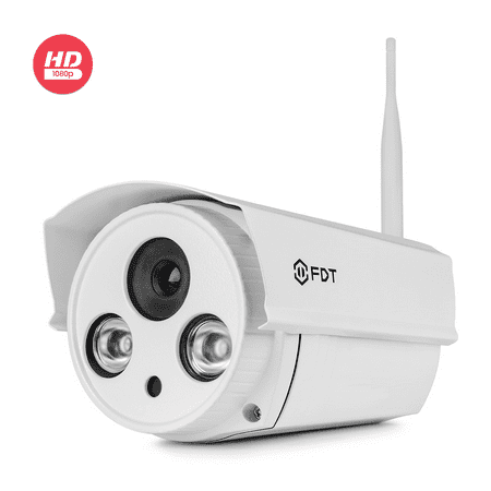 FDT 1080P HD WiFi Bullet IP Camera (2.0 Megapixel) Outdoor Wireless Security Camera FD8902 (White), Plug & Play & Nightvision w/ 16GB SD