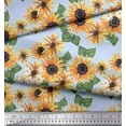 thumbnail image 3 of Soimoi Blue Viscose Chiffon Fabric Leaves & Sunflower Floral Fabric Prints By Yard 42 Inch Wide, 3 of 3