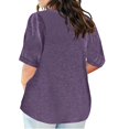 thumbnail image 6 of Summer Fashion Oversize Shirts for Womens V-neck Solid Color Five Minute Sleeves Oversized T-shirt Top, 6 of 7