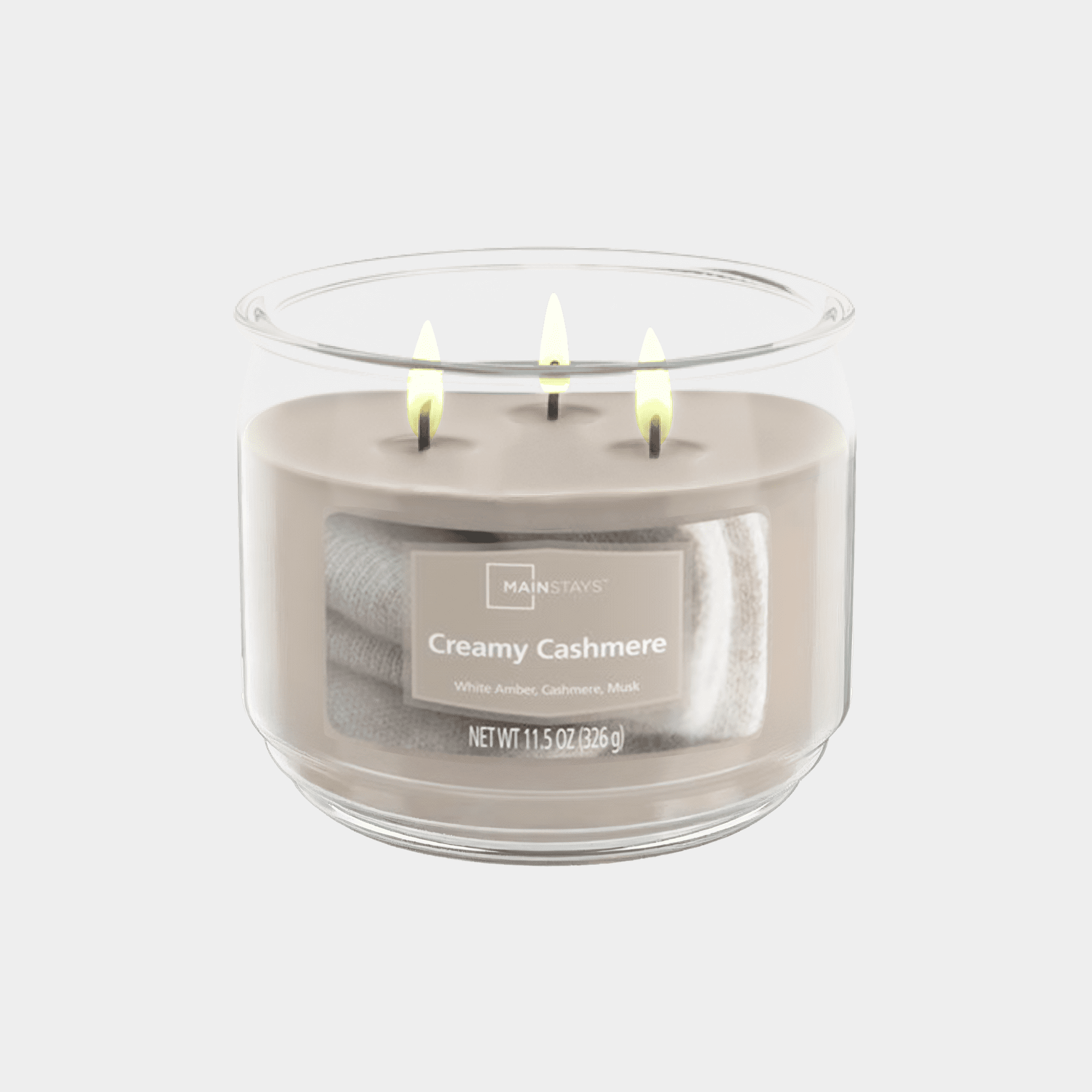 (4 pack) Mainstays 3-Wick Scented Glass Jar Candle, Creamy Cashmere, 11.5 oz