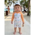 thumbnail image 5 of BemeyourBBs Toddler Baby Boy Shark One Piece Swimsuit with Sun Hat Infant Boys Bathing Suit Long Sleeve Rash Guard UPF 50+ Ocean Theme Print Zipper Swimwear Summer Pool Beachwear, 5 of 9