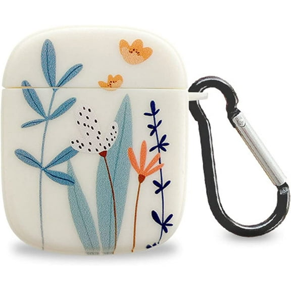 Elegent Vivid Graffiti Flowers Plants Pattern Air pods Cover Art Soft Glossy TPU Protective Wireless Earphone Case Compatible with Airpods Pro