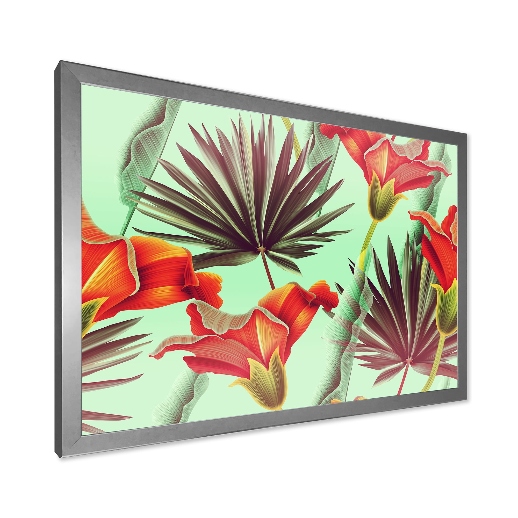 Designart 'VIntage Tropical Flowers VII' Traditional Framed Art Print