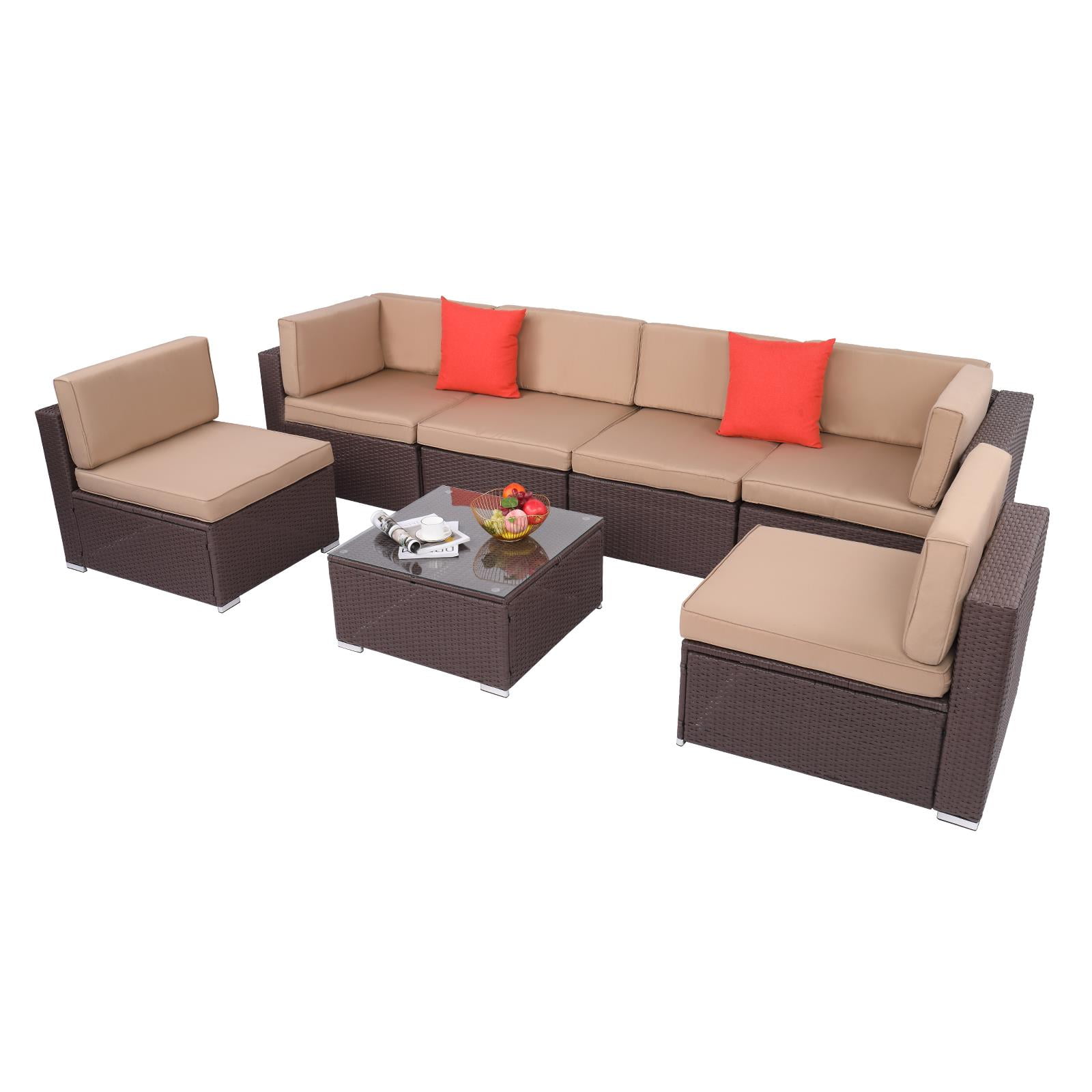 Zimtown Patio Furniture Set 7 Pieces Outdoor Sectional PE Rattan