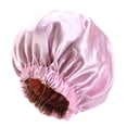 thumbnail image 2 of Solid Color Women 2-Layer Night Sleep Bonnet Slouchy Hat Home Hair Care Cap, 2 of 8