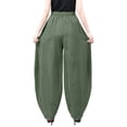 thumbnail image 4 of Laqbezok Women's Cotton Linen Harem Pants, High Waist Loose Trousers with Pockets, Casual Boho Lantern Pants for Summer Beach Travel, 4 of 4