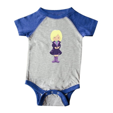 

Inktastic Fashion Girl Blonde Hair Purple Coat Boots Gift Baby Girl Bodysuit