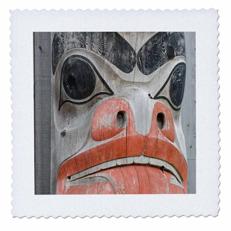 3dRose Totem poles, Haida Heritage Centre, Kay Llnagaay, Haida Gwaii, Canada. - Quilt Square, 14 by 14-inch