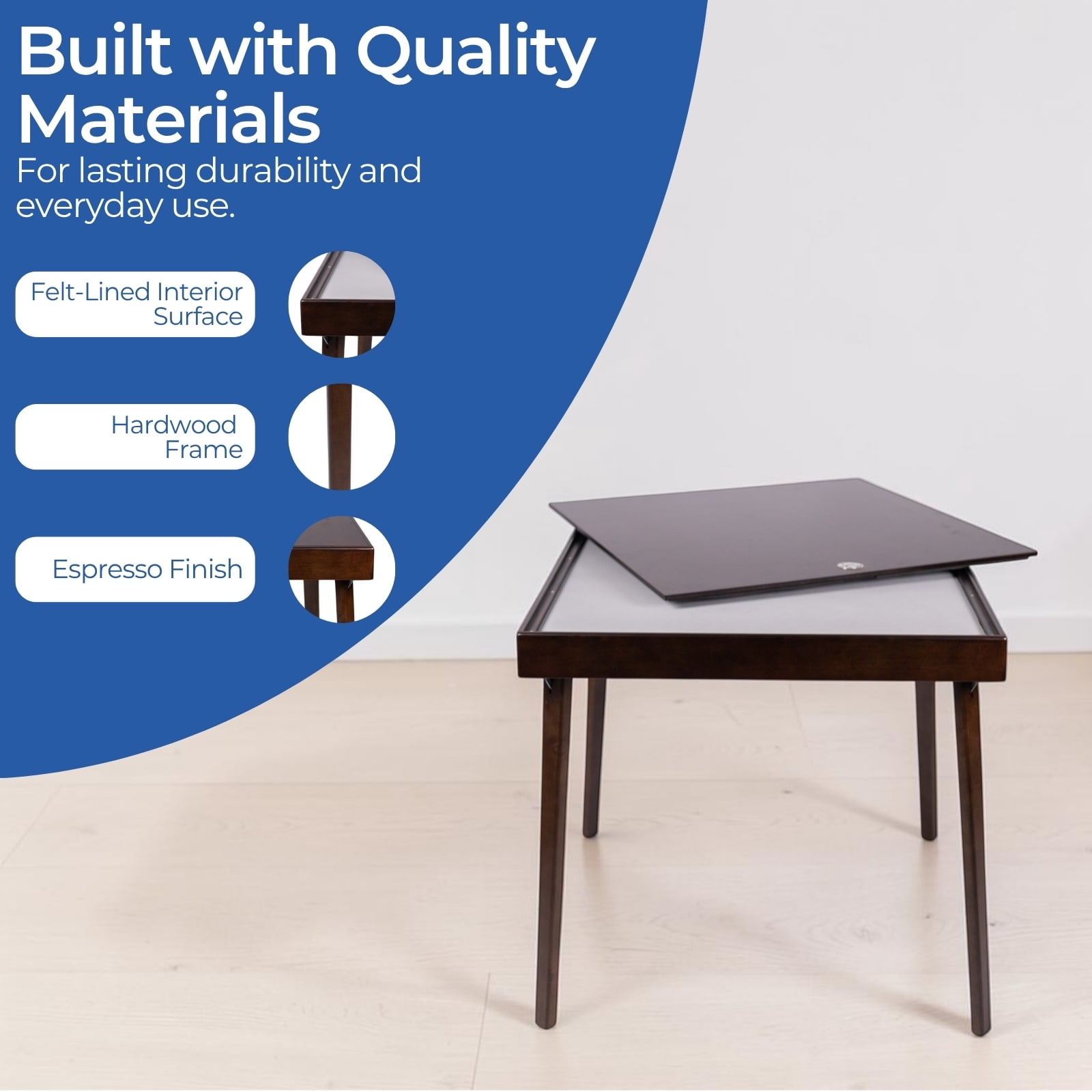 Stakmore 32" Wood Folding Puzzle Table, No Assembly Required, Espresso Frame