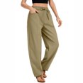thumbnail image 5 of yuCgh Women's Wide Leg Cropped Casual Elastic Drawstring Waisted Pants with Pockets, Comfortable Harem Pants for Lounge and Outdoor Activities,Khaki 2XL, 5 of 6