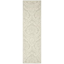 SAFAVIEH Blossom Travis Geometric Wool Runner Rug, Silver/Ivory, 2'3" x 6'