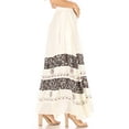 thumbnail image 4 of Sakkas Sandra Women's Casual Long Maxi Boho Gypsy Skirt Elastic Waist & Pockets - Ivory - Plus Size, 4 of 5