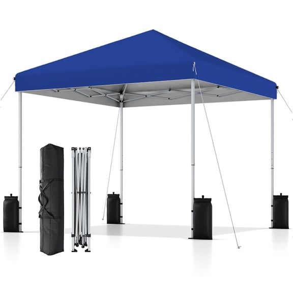 SANWAY 10x10 Pop Up Canopy Tent, One Push Setup, Instant Portable for Outdoor Events, Parties & Camping with 8 Stakes, 4 Ropes and Carry Bag, Blue