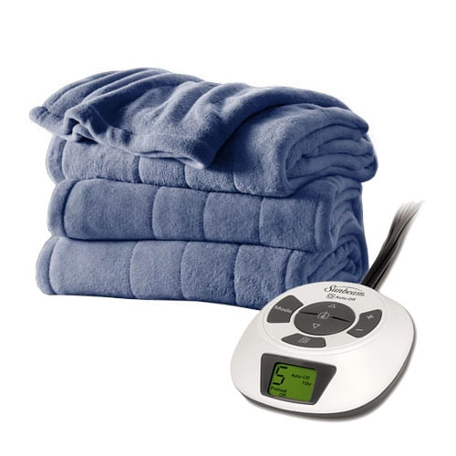 Sunbeam Channeled Velvet Plush Electric Heated Blankets Twin Full Queen