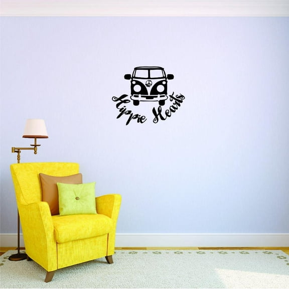 Custom Decals Hippie Hearts Wall Art Size: 12 X 18 Inches Color: Black
