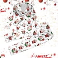 thumbnail image 2 of Family Pajamas Christmas Silk Christmas Pjs Long Sleeve Cartoon Print Button down Festival Party Sleepwear Mommy and Me Matching Pajamas Kids Matching Christmas Pajamas, 2 of 9