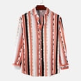 thumbnail image 2 of Chemise à Manches Longues pour Homme Mode Homme Automne Hiver Poche Latérale Simple Col Montant Chemise à Manches Longues Rayée Haut, 2 of 9