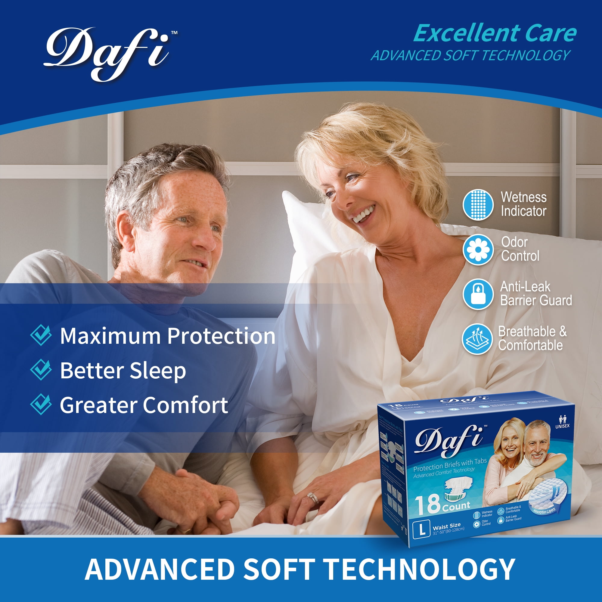 DAFI Disposable Incontinence Pads for Women & Men Bladder Control