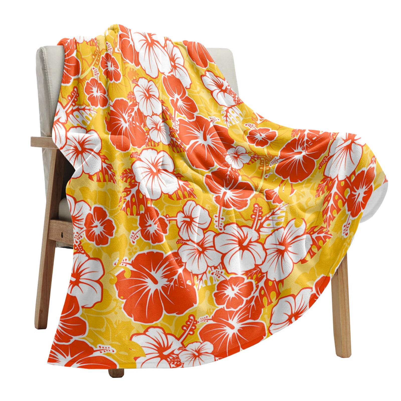 Hawaiian Tropical Flower Texture Blankets Portable Soft Throw Blanket