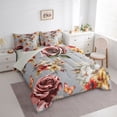 thumbnail image 3 of Manfei Female Women Chic Floral Rose Bedding Comforter Set 7pcs,Vintage Aesthetics Queen Bedding Sets Super Cozy,Butterflies Flowers Queen Sheet Sets,Luxury Bedroom Decor,Reversible, 3 of 8