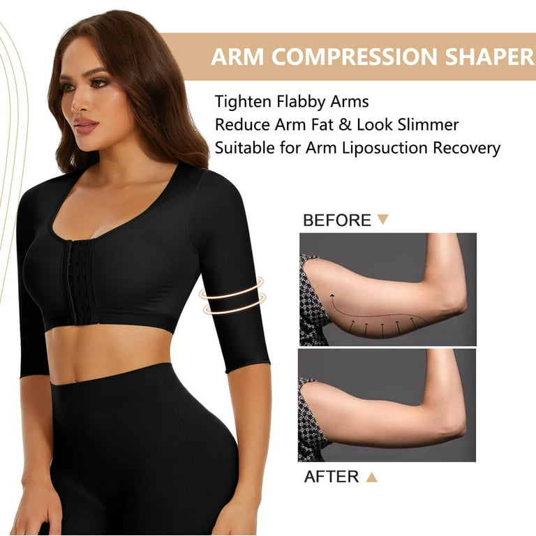 MANIFIQUE 2 Pack Arm Shaper for Women Post Surgery Arm Lipo Compression  Sleeves Slimming Arm Faja Front Closure Shapewear Bra