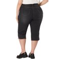 thumbnail image 3 of Agnes Orinda Women's Plus Size Capri Jeans Frayed Hem Summer Denim Jean 2X Black, 3 of 7