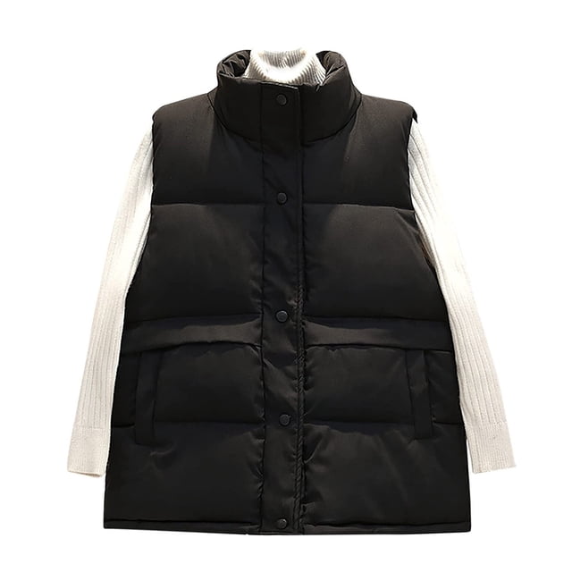 Chaleco de bolsillo para mujer, chaqueta corta, chaleco de invierno sin mangas de algodón Fridja qr775