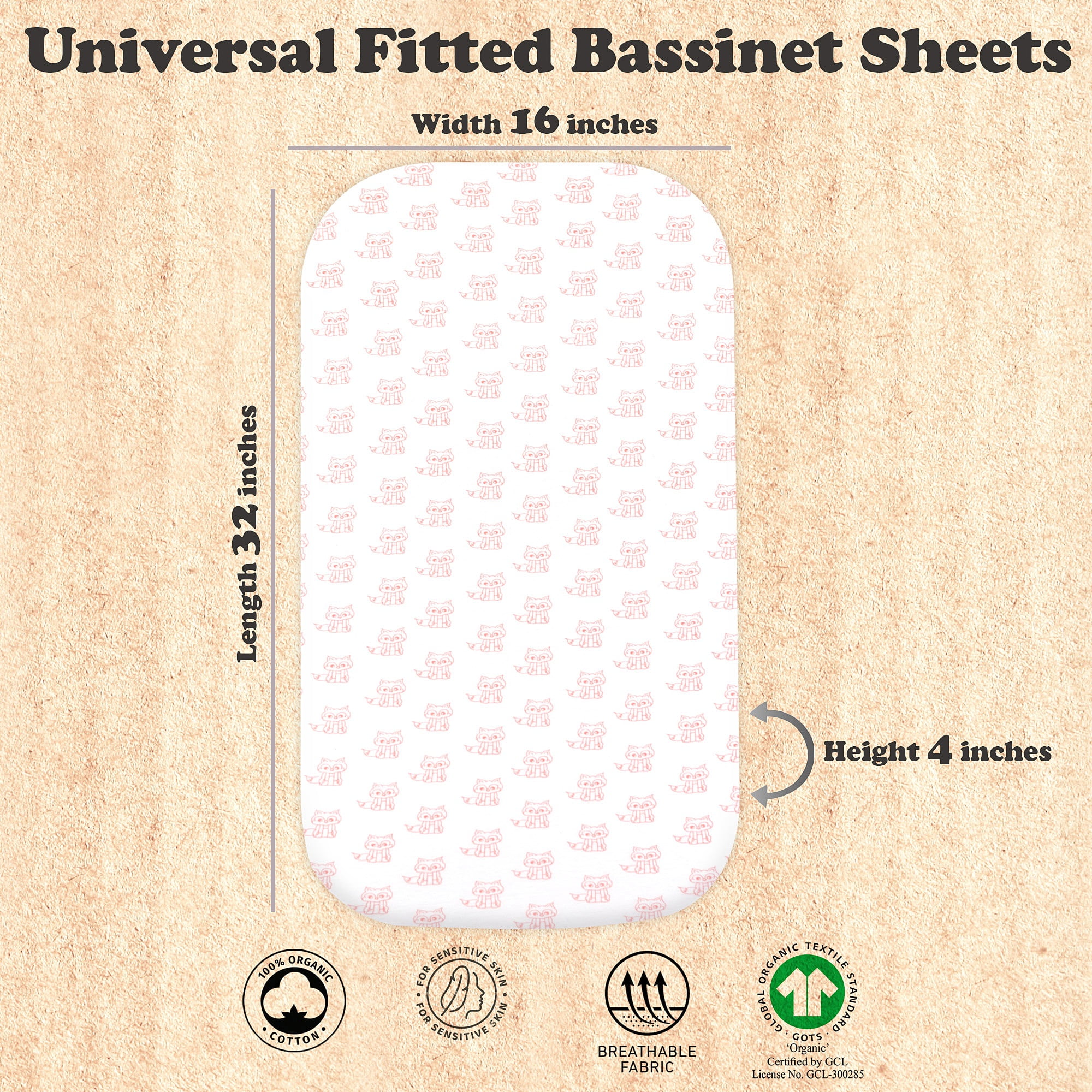 Bublo Baby 3-Pack Organic Cotton Bassinet Fitted Sheets, 32x16x4 – Fits Halo, Snoo, Graco, Dream On Me, Delta – Soft, Breathable Sheets for Oval, Hourglass & Rectangular Bassinet Pads