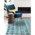 thumbnail image 4 of Unique Loom Matrix Trellis Collection Area Rug - Tile (9' x 12' 2" Rectangle Blue/Ivory), 4 of 7
