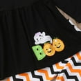 thumbnail image 4 of Toddler Baby Girl Halloween Outfit Tops Dress Pants Long Sleeve Ruffle Shirts Ghost Legging 2Pcs Fall Clothes Sets, 4 of 7
