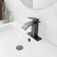 thumbnail image 4 of Open Box Waterfall Single Handle Single Hole Low-Arc Bathroom Faucet Bathroom Drip-Free Vanity Sink Faucet in Matte Black, 4 of 14