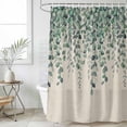 thumbnail image 6 of Polyester Fabric Teal Green Eucalyptus Leaves Shower Curtain, Spring Plants Country Beige Waterproof Bathtub Curtain Bathroom Decor Set with Hooks 36 x 72 Inches, 6 of 6