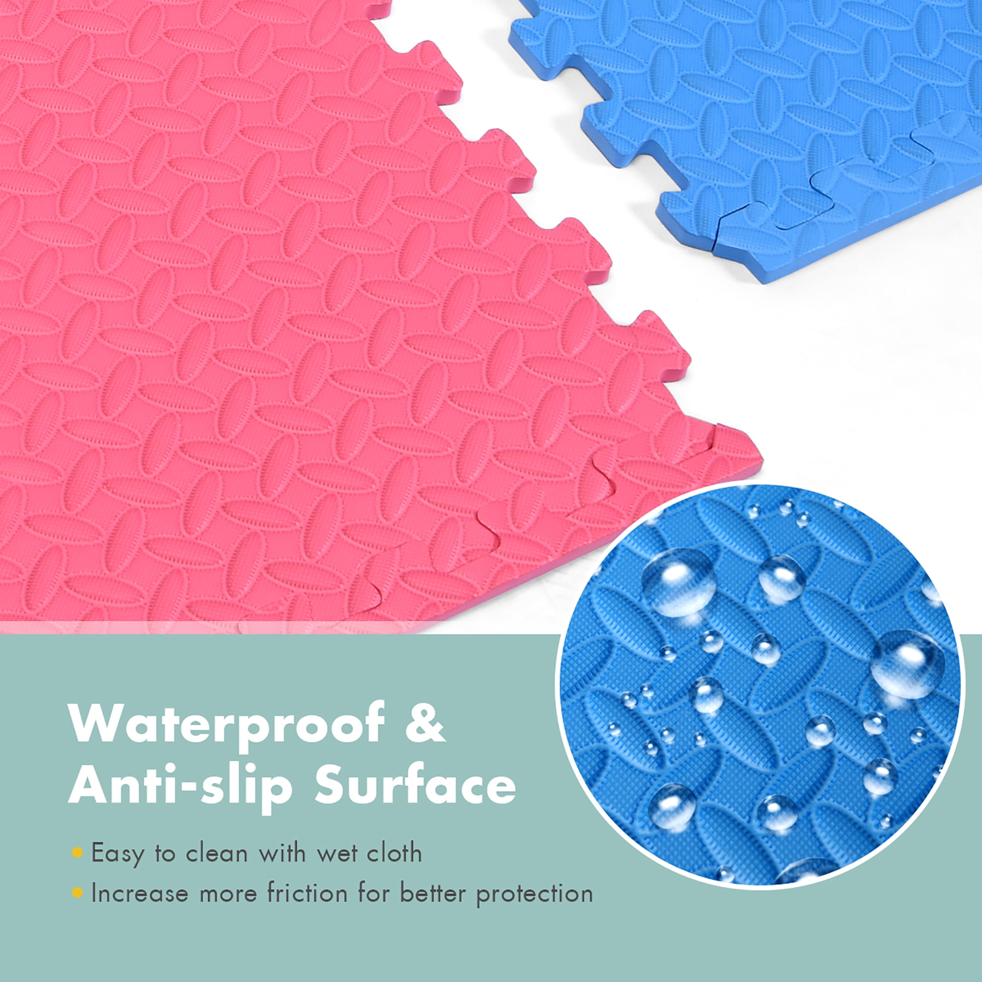 Costway 12PCS Kid’s Puzzle Exercise Play Mat w/EVA Foam Interlocking Tiles (25''x25'')