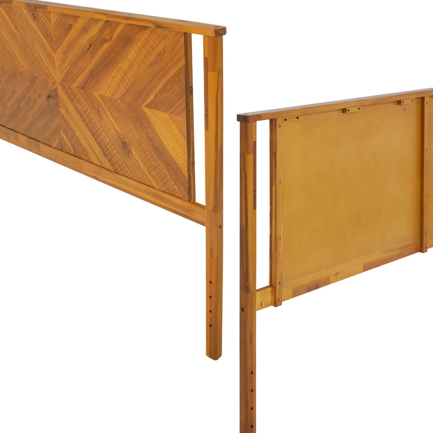 Vivian Queen Headboard ONLY, Rustic & Scandinavian Style with Solid Acacia Wood, Easy Assembly, Rustic Golden Brown