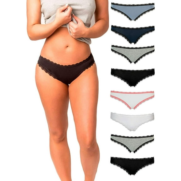 mprella Cotton Underwear Women, 8 or 5 Pack Womens Bikini Seamless Ladies Cheeky Panty