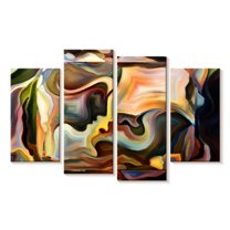 Elephant Stock Passionate Moment Abstract Wall Art - Horizontal Multi Panel Canvas - Living Room Wall Decor - Abstract Multi Panel - Black And Brown Decor - 75" x 48"