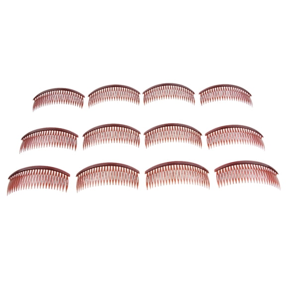 Pack of 12 Pieces of Plain Large Plastic Hair Combs Slides Hair , Red brown, Red brown