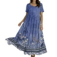 thumbnail image 5 of WTOBBY Women Casual Loose Bohemian Floral Dress Short Sleeve Long Maxi Summer Beach Swing Dress, Flowy for Vacation and Boho Chic,Blue L, 5 of 5