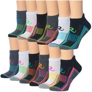 ronnox women's 12-pairs low cut running & athletic performance socks, rlt01-ab, small/medium
