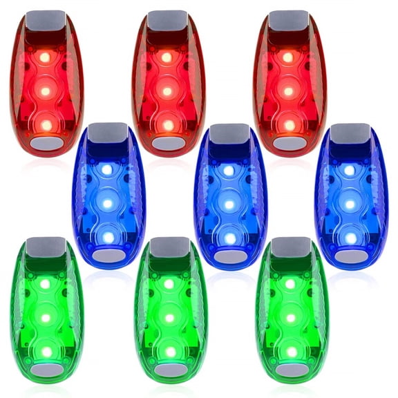 9 Pack Led Safety Light,Safety Light,High Visibility Strobe Running Lights Used for Bicycle,Walking Etc.Clip-On Running Lights Clip to Clothes Strap to Wrist,Bike Or Anywhere(Red/Blue/Green)
