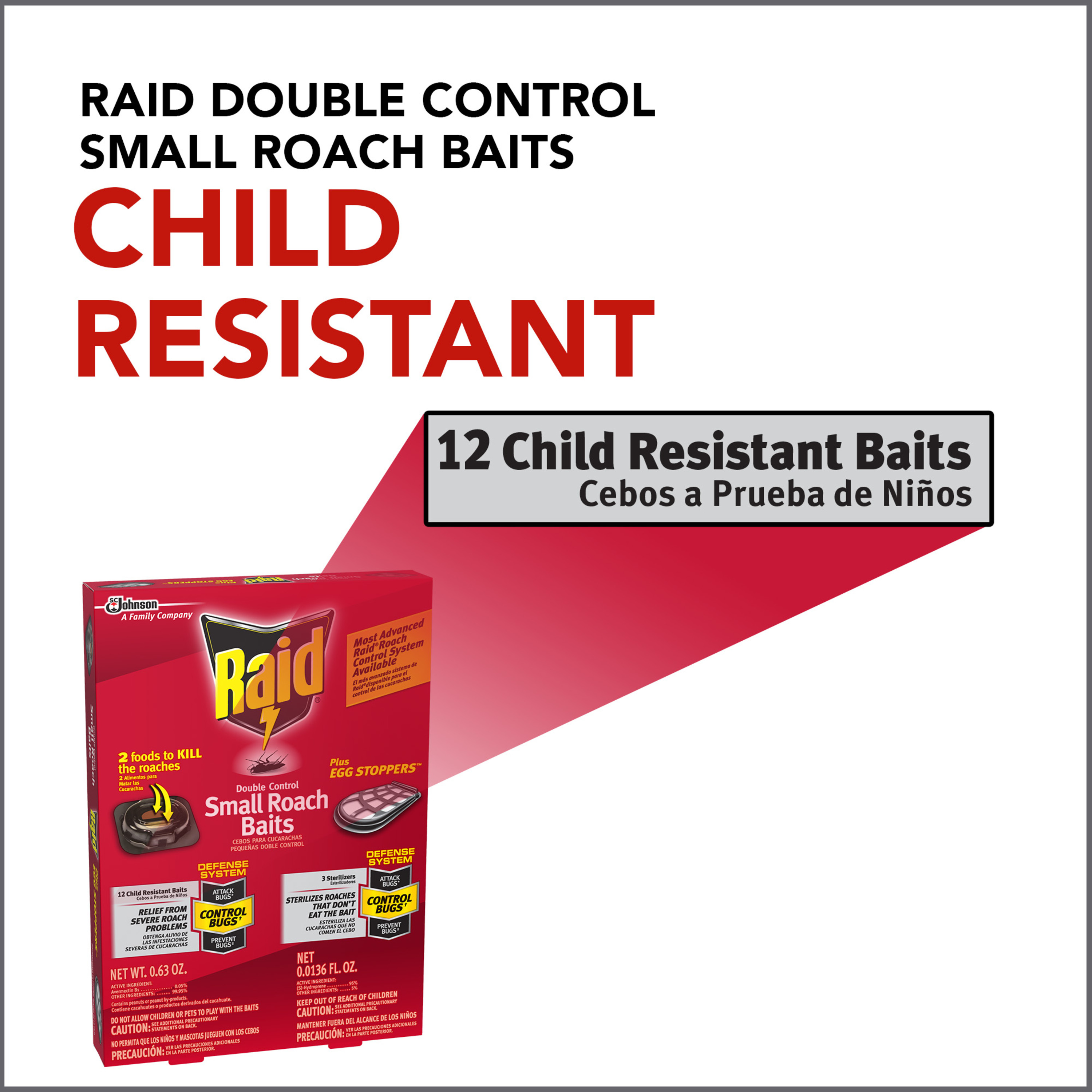 Raid® Double Control Small Roach Baits Plus Egg Stoppers for Cockroaches, 12 ct & 3 ct - image 5 of 13