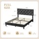 thumbnail image 2 of Gris forrado cabecero tamaño completo marco de cama - heavy-duty platform con strong wood slats, no box spring, noise-free & easy to assemble, 2 of 6
