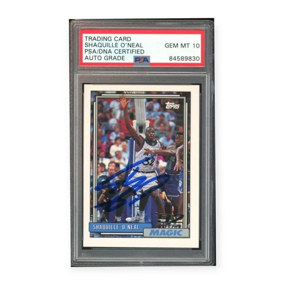 Shaquille O'Neal On Card Autographed 1992 Topps RC Rookie PSA 10 Auto Grade